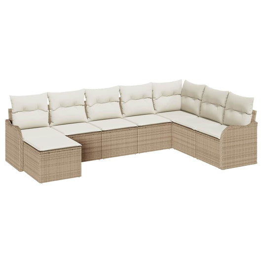 Gartensofa-set 8 pcs Beige Poly-Rattan