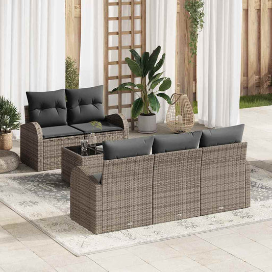 Garten-Sofa-Set 6 pcs Grau 55 x 55 x 37 cm Poly Rattan