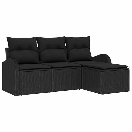 Gartensofa-set Schwarz Poly-Rattan