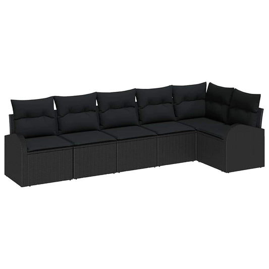 Gartensofa-set Schwarz Poly-Rattan