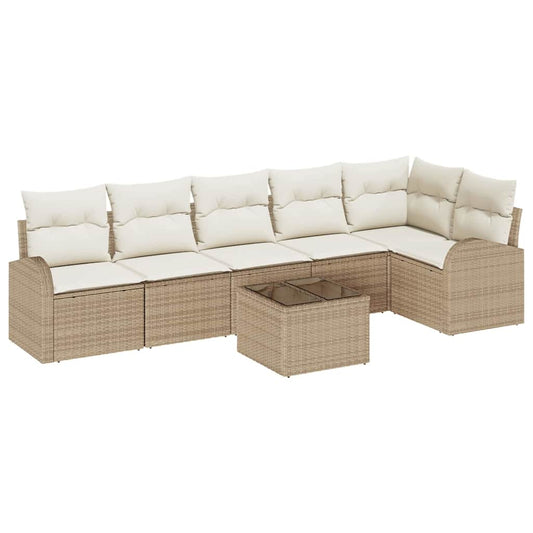 Gartensofa-set 7 pcs Beige Poly-Rattan