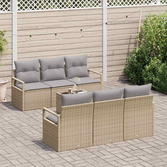 Garten-Sofa-Set 7 pcs Beige und Grau 55 x 55 x 37 cm