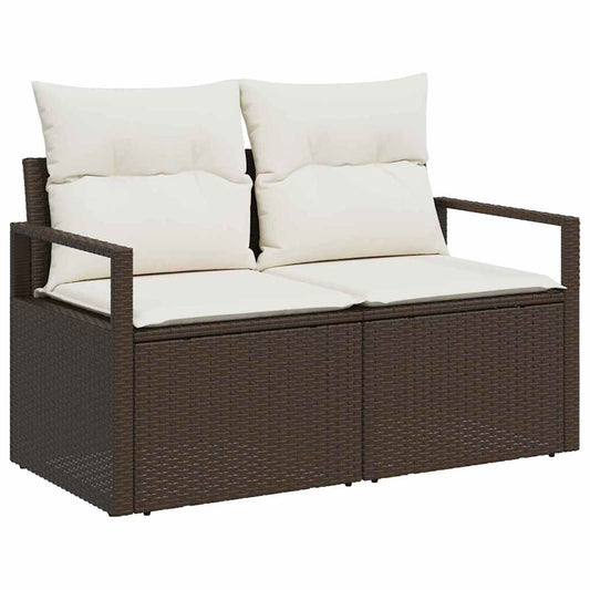 Sofa Set mit Kissen 6 pcs Braun Poly Rattan