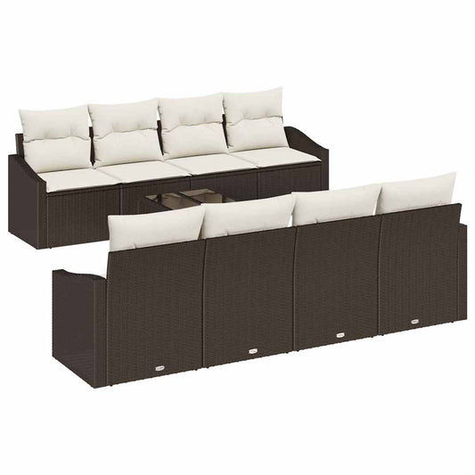 Garten-Sofa-Set 9 pcs Braun und Creme 55 x 55 x 37 cm