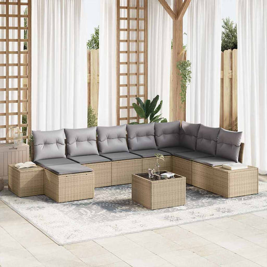 Garten-Sofa-Set mit Kissen 9 pcs 319 x 209 x 85 cm Poly Rattan
