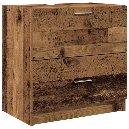 Badezimmerschrank mit Tür Altholz 59 x 37 x 59 cm Holzwerkstoff