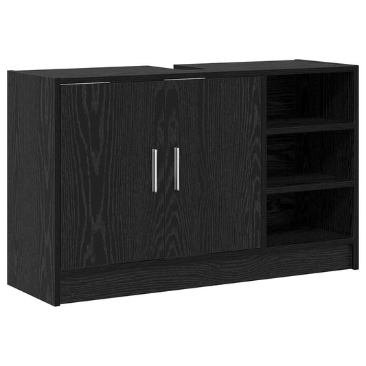 Badezimmerschrank mit Tür Schwarz Eichen-Optik 90 x 29 x 55 cm