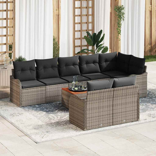 Garten-Sofa-Set 9 pcs Grau Poly Rattan