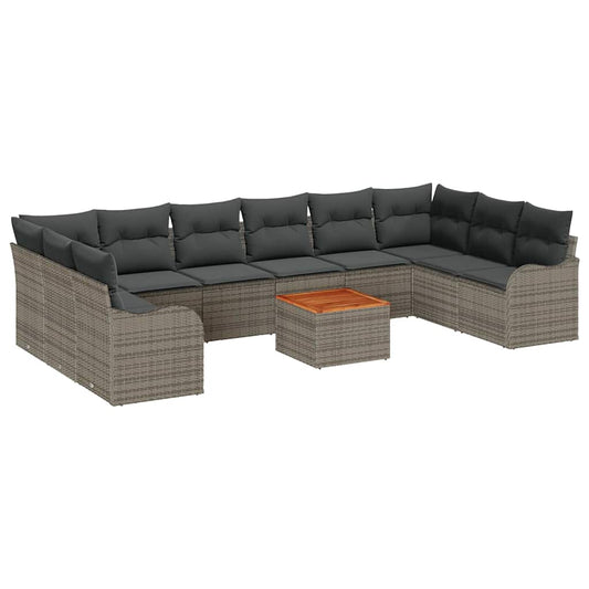 Garten-Sofa-Set 10 pcs Grau Poly Rattan