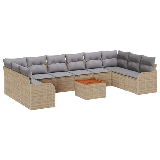 Garten-Sofa-Set 10 pcs Beige Poly Rattan