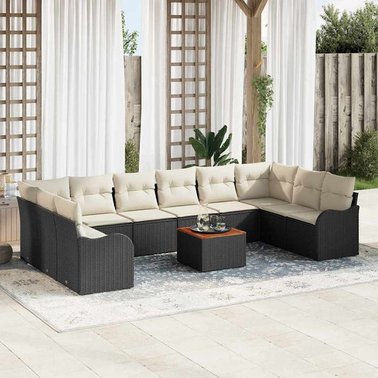 Garten-Sofa-Set 11 pcs Schwarz Poly Rattan