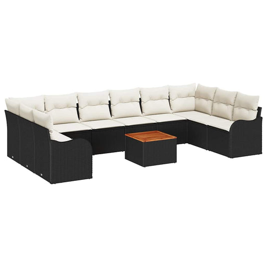 Garten-Sofa-Set 11 pcs Schwarz Poly Rattan