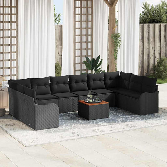 Garten-Sofa-Set 11 pcs Schwarz Poly Rattan