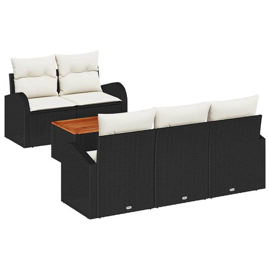 Garten-Sofa-Set 6 pcs Schwarz Poly Rattan