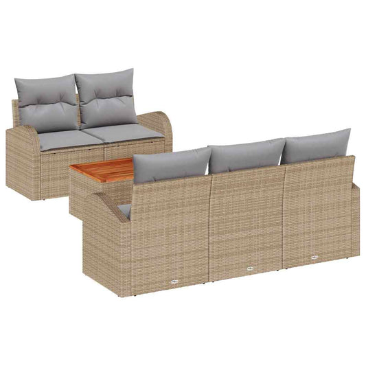 Garten-Sofa-Set 6 pcs Beige Poly Rattan