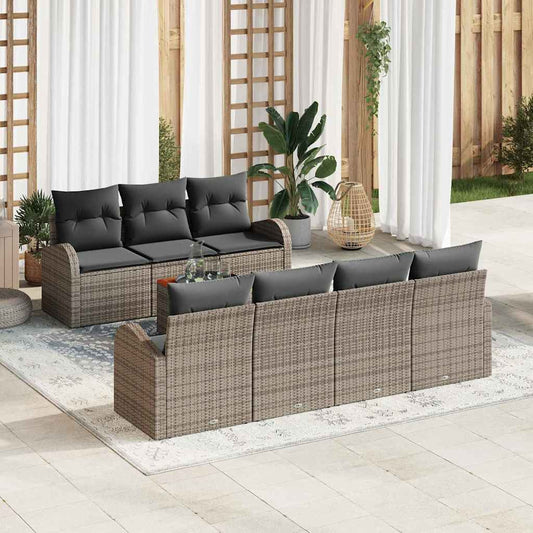 Garten-Sofa-Set 8 pcs Grau Poly Rattan