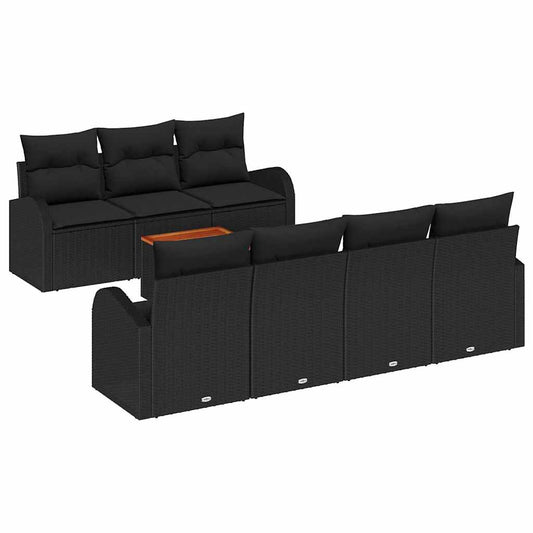 Garten-Sofa-Set 8 pcs Schwarz Poly Rattan