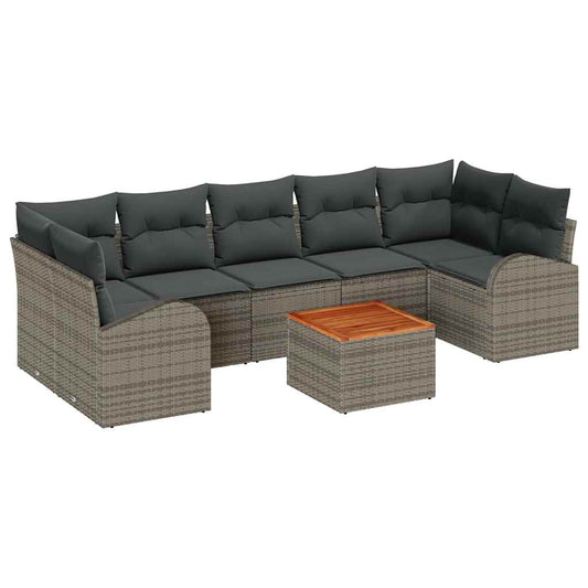 Garten-Sofa-Set 8 pcs Grau Poly Rattan