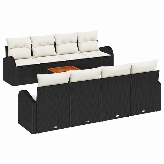 Garten-Sofa-Set 9 pcs Schwarz Poly Rattan
