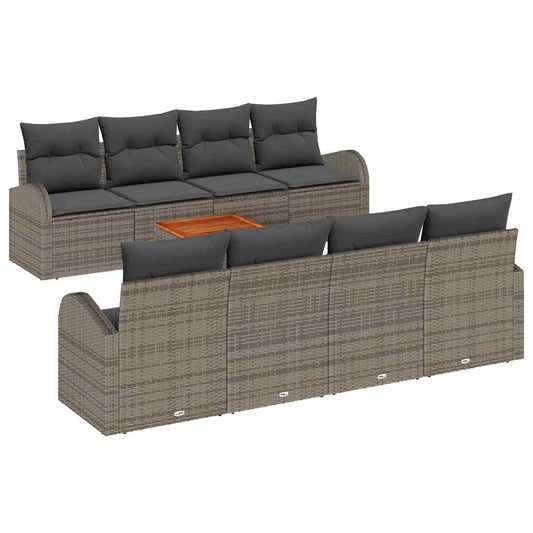 Garten-Sofa-Set 9 pcs Grau Poly Rattan