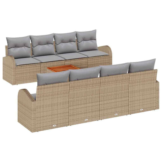 Garten-Sofa-Set 9 pcs Beige Poly Rattan