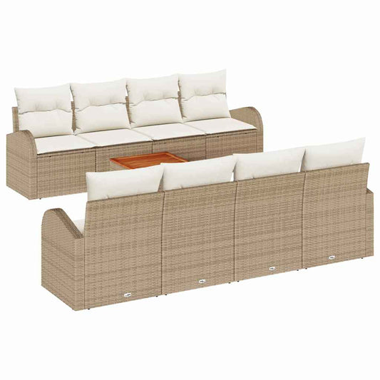 Garten-Sofa-Set 9 pcs Beige Poly Rattan