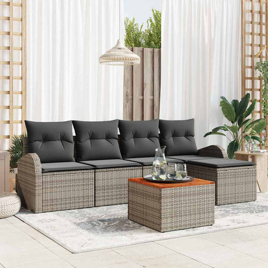 Garten-Sofa-Set 6 pcs Grau Poly Rattan