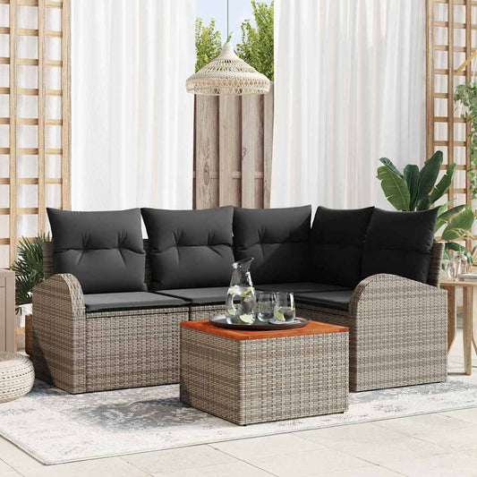 Garten-Sofa-Set 5 pcs Grau Poly Rattan