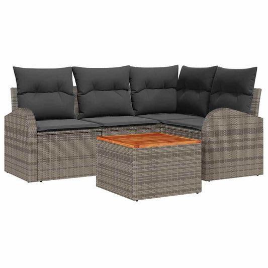 Garten-Sofa-Set 5 pcs Grau Poly Rattan