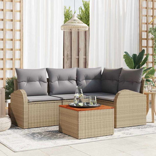 Garten-Sofa-Set 5 pcs Beige Poly Rattan