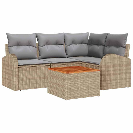 Garten-Sofa-Set 5 pcs Beige Poly Rattan