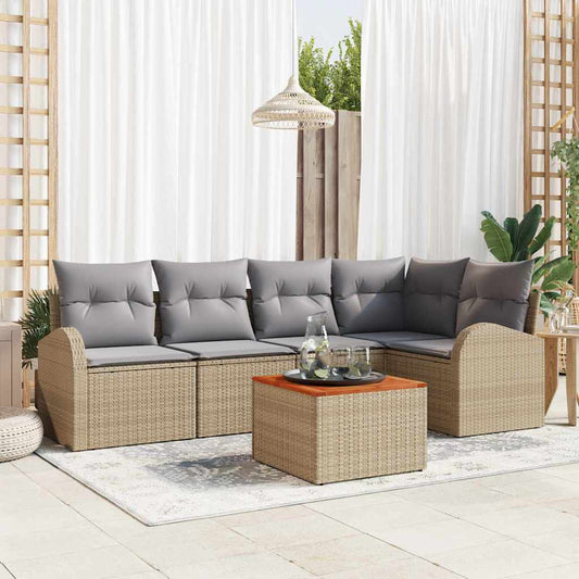 Garten-Sofa-Set 6 pcs Beige Poly Rattan