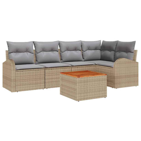 Garten-Sofa-Set 6 pcs Beige Poly Rattan