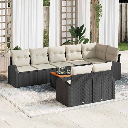 Garten-Sofa-Set 9 pcs Schwarz Poly Rattan
