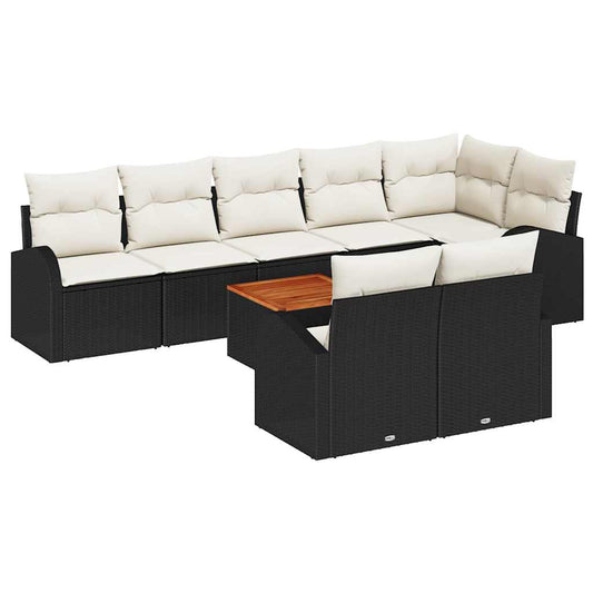 Garten-Sofa-Set 9 pcs Schwarz Poly Rattan