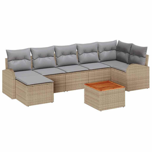 Garten-Sofa-Set 8 pcs Beige Poly Rattan
