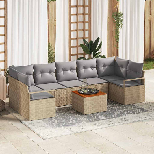 Garten-Sofa-Set mit Kissen 8 pcs Beige Poly Rattan