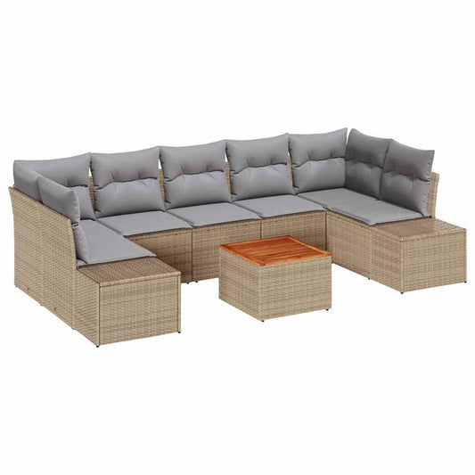 Garten-Sofa-Set mit Kissen 8 pcs Beige Poly Rattan