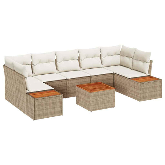 Garten-Sofa-Set mit Kissen 8 pcs Beige Poly Rattan