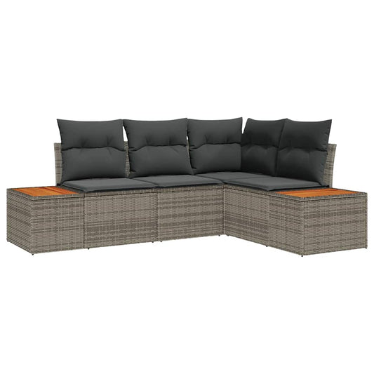 Garten-Sofa-Set mit Kissen 5 pcs Beige Poly-Rattan