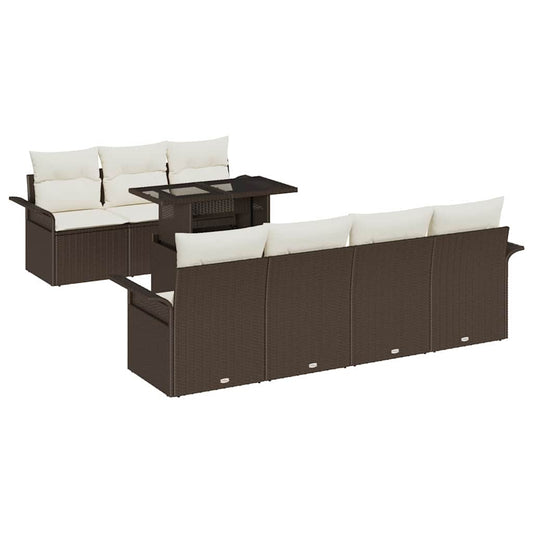 Garten-Sofa-Set mit Kissen 8 pcs Braun Poly Rattan