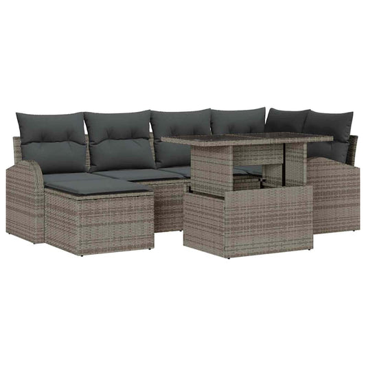 Garten-Sofa-Set mit Kissen 7 pcs Grau