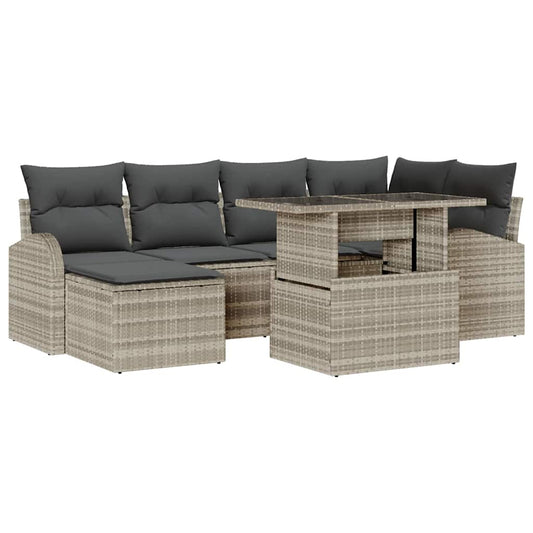 Garten-Sofa-Set mit Kissen 7 pcs Hellgrau