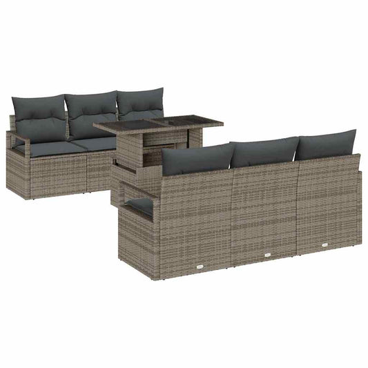 Garten-Sofa-Set mit Kissen 7 pcs Grau 100 x 55 x 73 cm