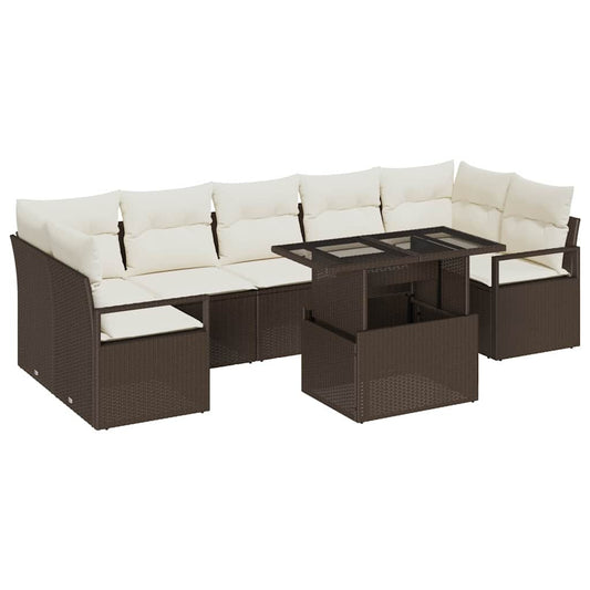 Garten-Sofa-Set 8 pcs Braun und Creme 100 x 55 x 73 cm