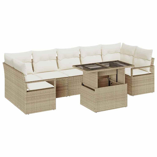 Garten-Sofa-Set mit Kissen 8 pcs Beige und Creme