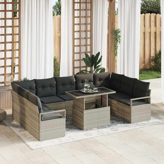 Garten-Sofa-Set mit Kissen 10 pcs Hellgrau