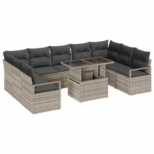 Garten-Sofa-Set mit Kissen 10 pcs Hellgrau