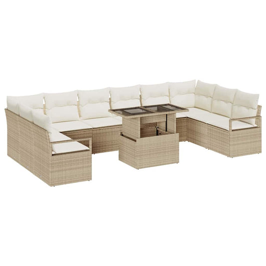 Garten-Sofa-Set 11 pcs Beige und Creme 100 x 55 x 73 cm