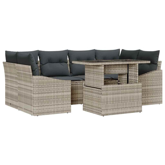 Garten-Sofa-Set mit Kissen 7 pcs Hellgrau